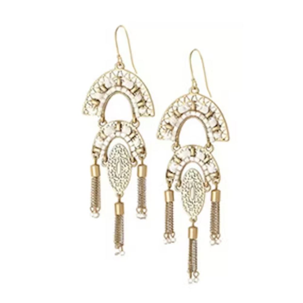 Stella & Dot Mirage Chandelier Earrings Gold & White